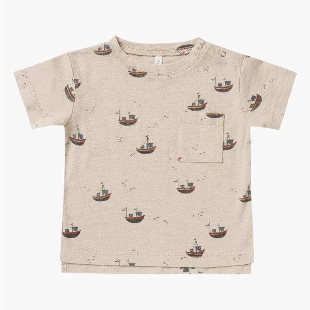 Boys Shirt Rylee and Cru Raw Edge Tee Tugboats